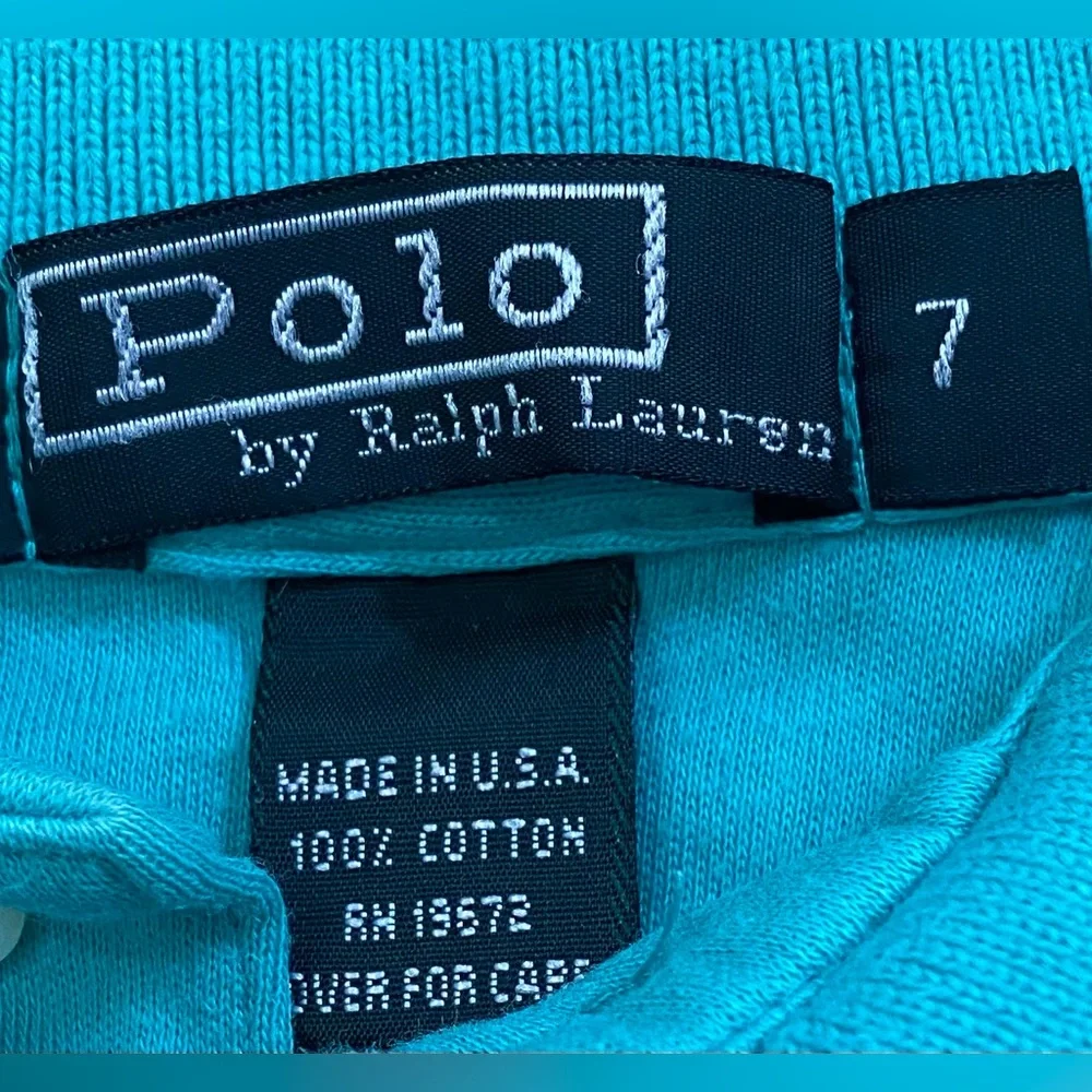 Vintage Polo by‎ Ralph Lauren Boy’s Sz 7 SeaFoam Green Short Sleeve Cotton Polo